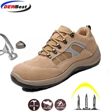 DEWBEST/сезон; Рабочая обувь для мужчин; модные сетчатые дышащие повседневные ботинки со стальным носком; Рабочая страховая Мужская обувь; кроссовки