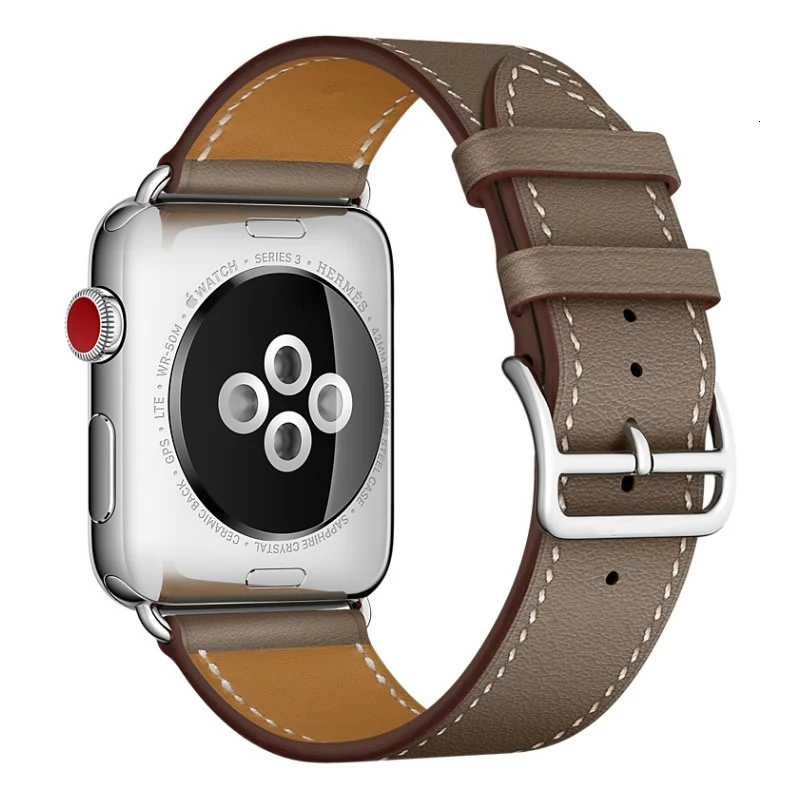 Taupe Ремень из коровьей кожи для Apple Watch 5 band 44 мм iwatch Series 4 3 2 1 умные Аксессуары 42 мм петля 38 мм Браслет замена 40 мм - Цвет ремешка: Taupe