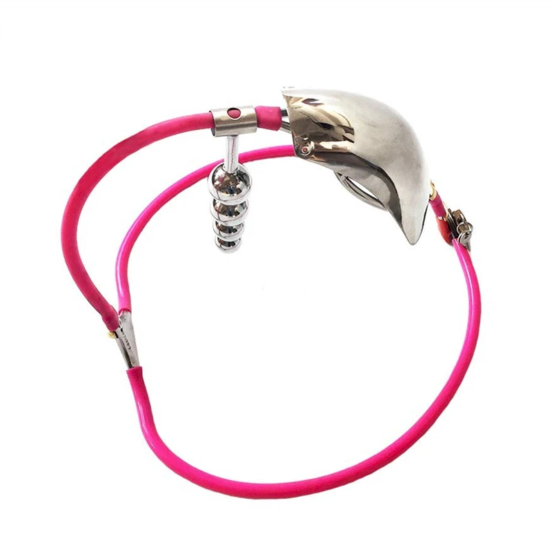 红装男孩隐形贞操带粉色带肛栓3