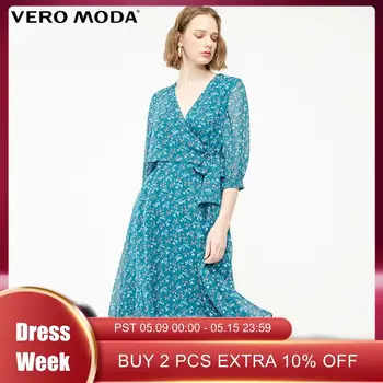 

Vero Moda Women's Wrap Lace-up Chiffon Floral Dress | 31917C548