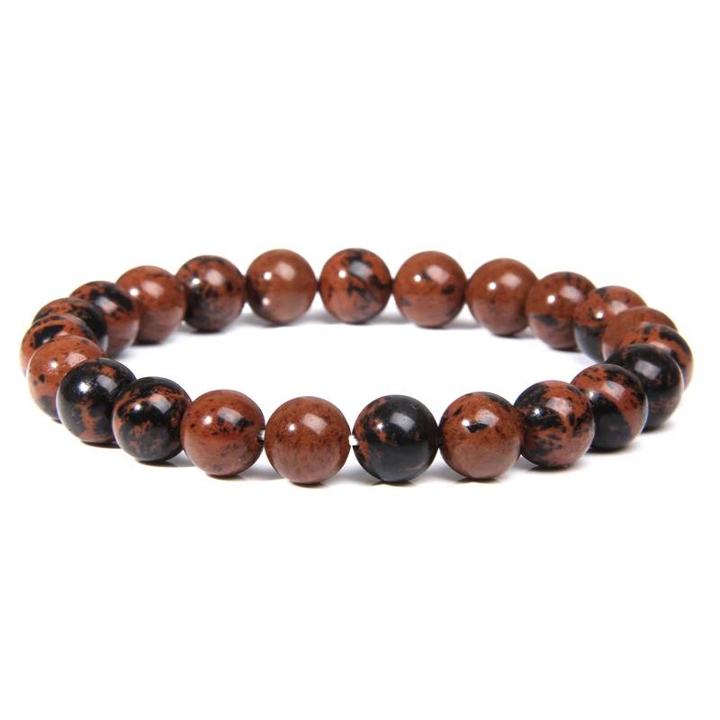 Minimalist 8MM Natural Bracelet for Women Men Tiger Eye Stripe Agates Snowflake Stone Beaded Bracelet Yoga Energy Men Jewelry