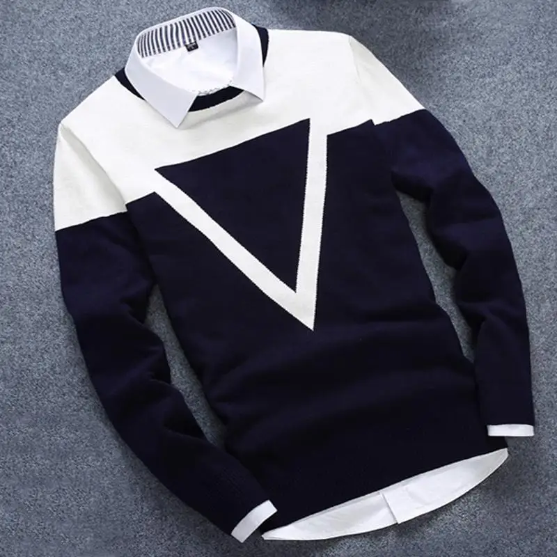 Man Sweater Pull Winter Men Fashion Casual Cotton New-Design Autumn 3-Colos Fall Homme