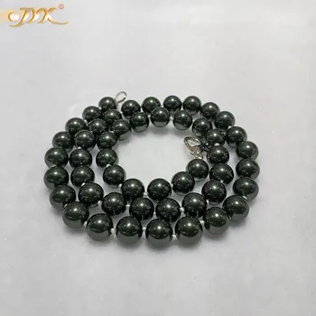 

JYX 11.11 Sea Shell Pearl Necklace Jewelry 8-8.5mm Round Tahitian Black Color Shell Pearl Necklace 18" High Luster