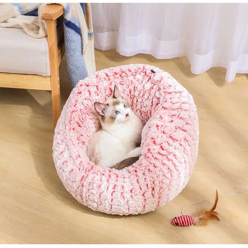 Soft Round Dog Sleeper Nest Bed House Breathable Cat Rest Lounger Sofa Puppy Pads Pets Mattress