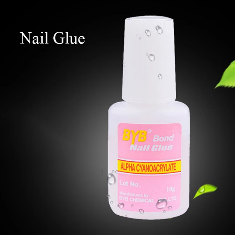 

10g beautiful nail art glue with brush on strong adhesive fake acrylic false tip Special glue for false nail paste