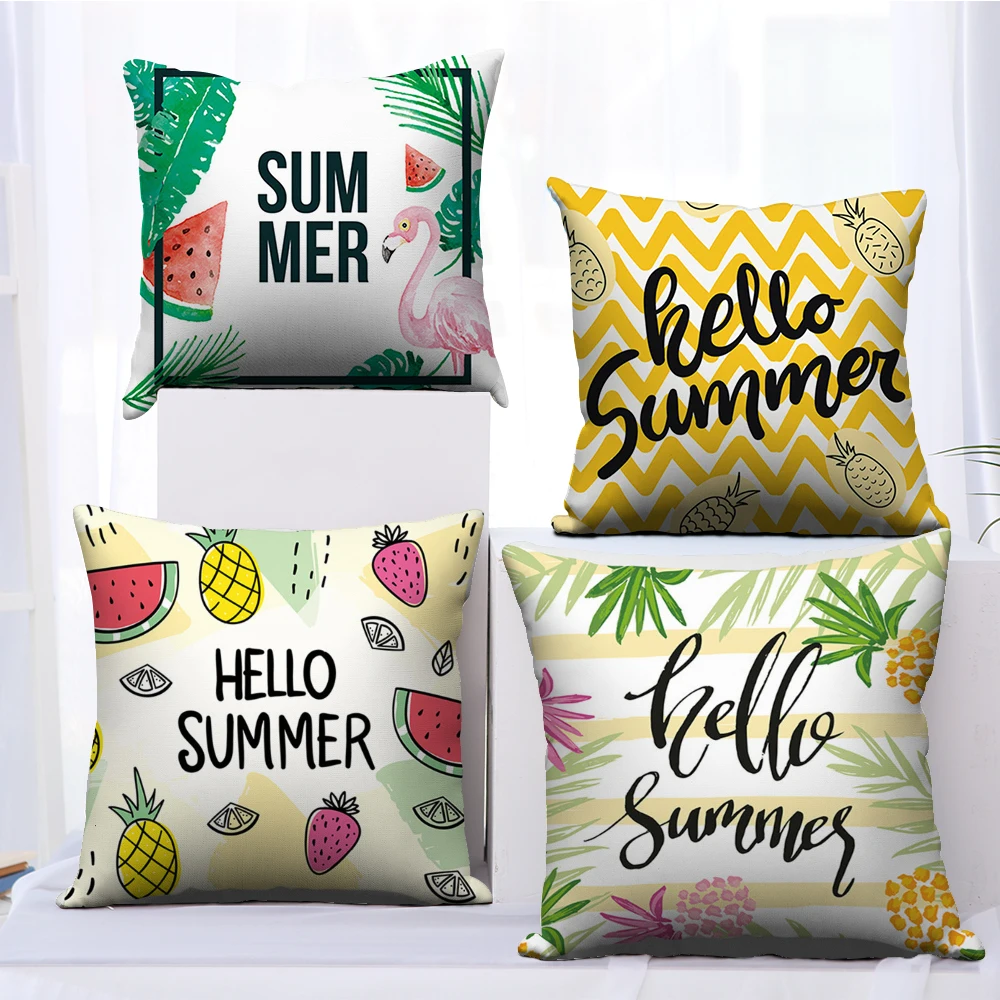 Fuwatacchi Tropical Plants Cushion Cover Colorful Flower Flamingo Pineapple Pillow Car Home Sofa Decoration Case | Дом и сад