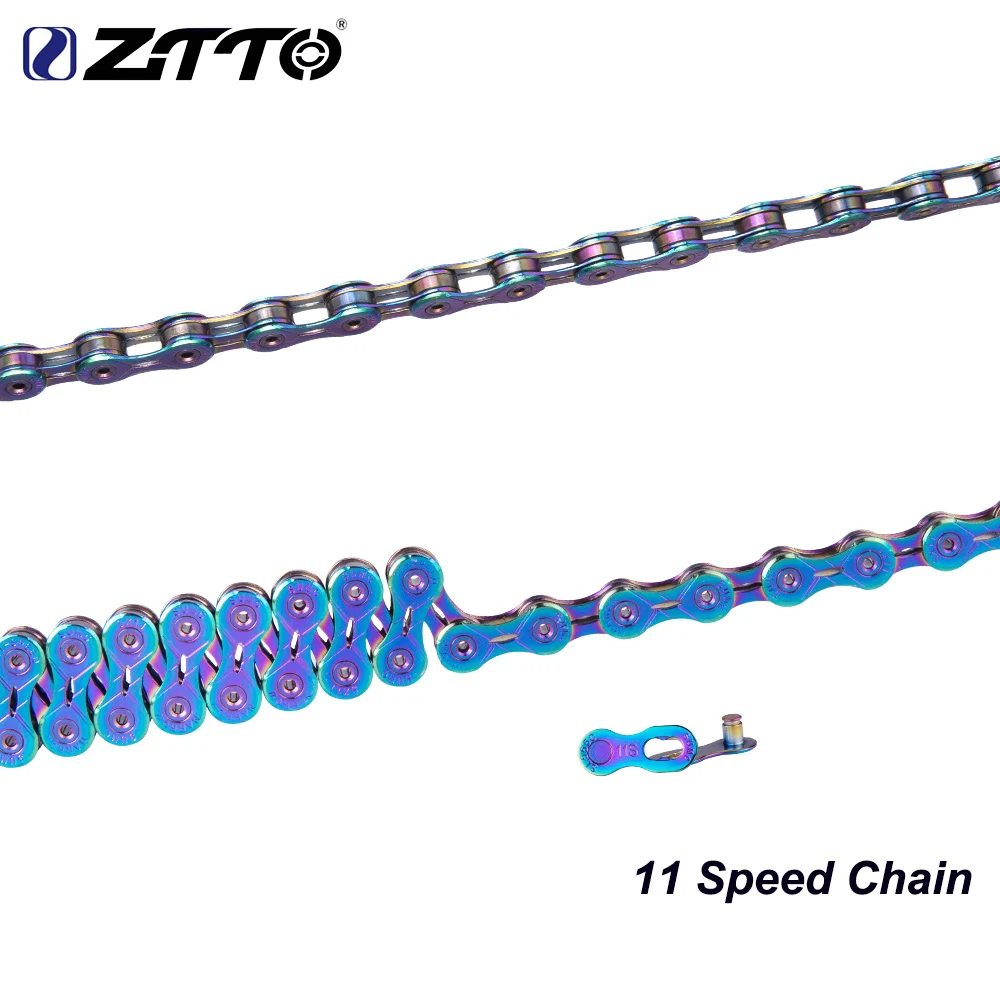 ZTTO 11 скоростная цепочка SLR 11s EL разноцветная цепь для шоссейного велосипеда Ультралегкая прочная отсутствует звено Радужная для деталей K7 MTB горный велосипед