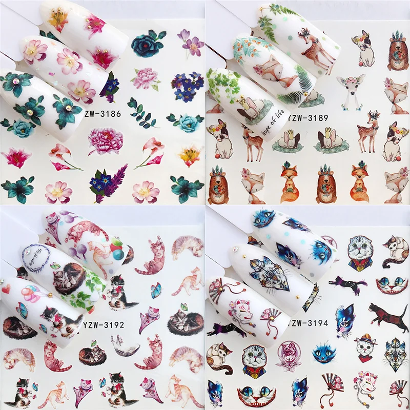 1 шт рождественские Цветочные листья ползунок водяные наклейки для ногтей переводные наклейки сделай сам дизайн ногтей тату Обертывания Декор ногтей