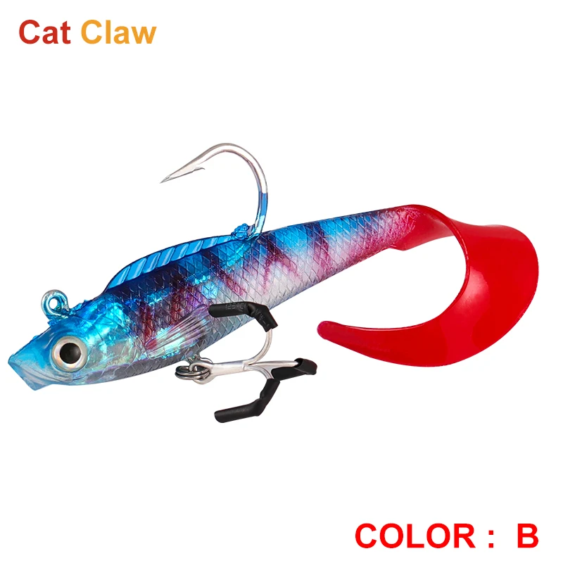 Cat Claw Coiled Tail Fishing�Lure�Treble hooks soft�Bait 14g 80mm Professional Fishing�Lure Middle lower water  Layer Use