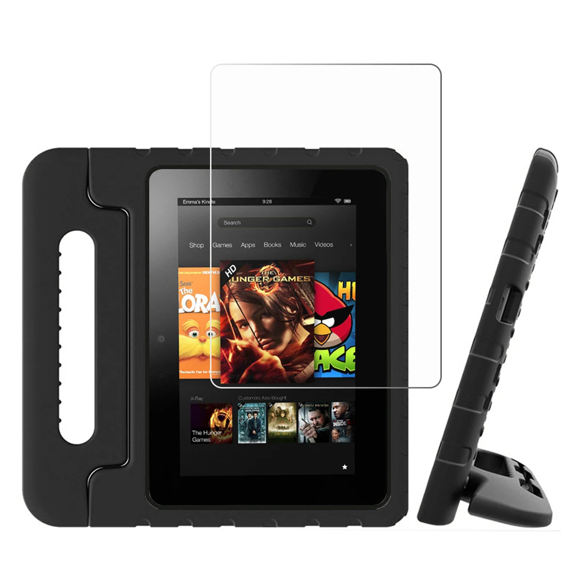 

For Amazon Fire 7 2019 Tablet Case EVA Shockproof Super Protection Cover Portable Handle Protective Stand Cover + Screen Film