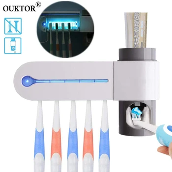 

3 in 1Antibacteria UV Toothbrush Holder Automatic Toothpaste Dispenser Toothbrush Sterilizer Oral Hygiene Cleaner Bathroom Set