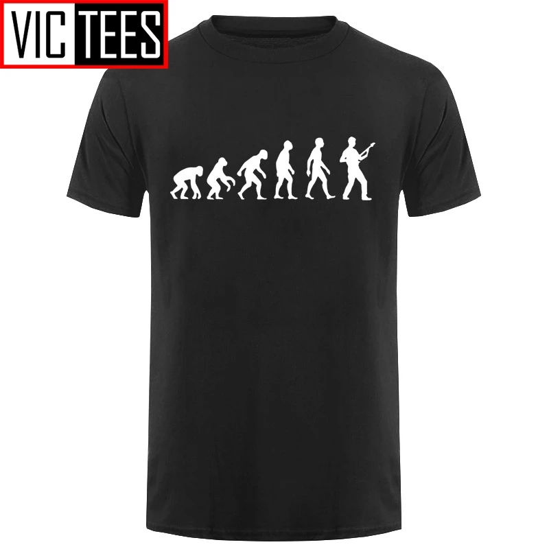 Men Evolution of Man Bass Guitar Player - Mens T-Shirt Bassist Print T Shirt Mens Hot Tops Tshirt