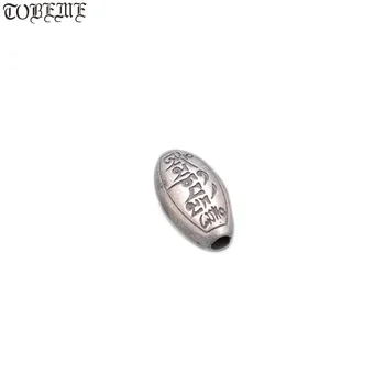 

Handmade 100% 925 Silver Tibetan Six Words Proverb Bead 925 Sterling OM Bead Pure Silver Buddhist OM Mantra Bead