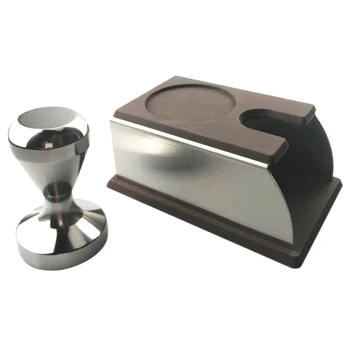 

Coffee Tamper,Espresso Coffee Press Tamper Stainless Steel 51mm + Coffee Tamping Mat Tamper Stand Storage Base with Mat