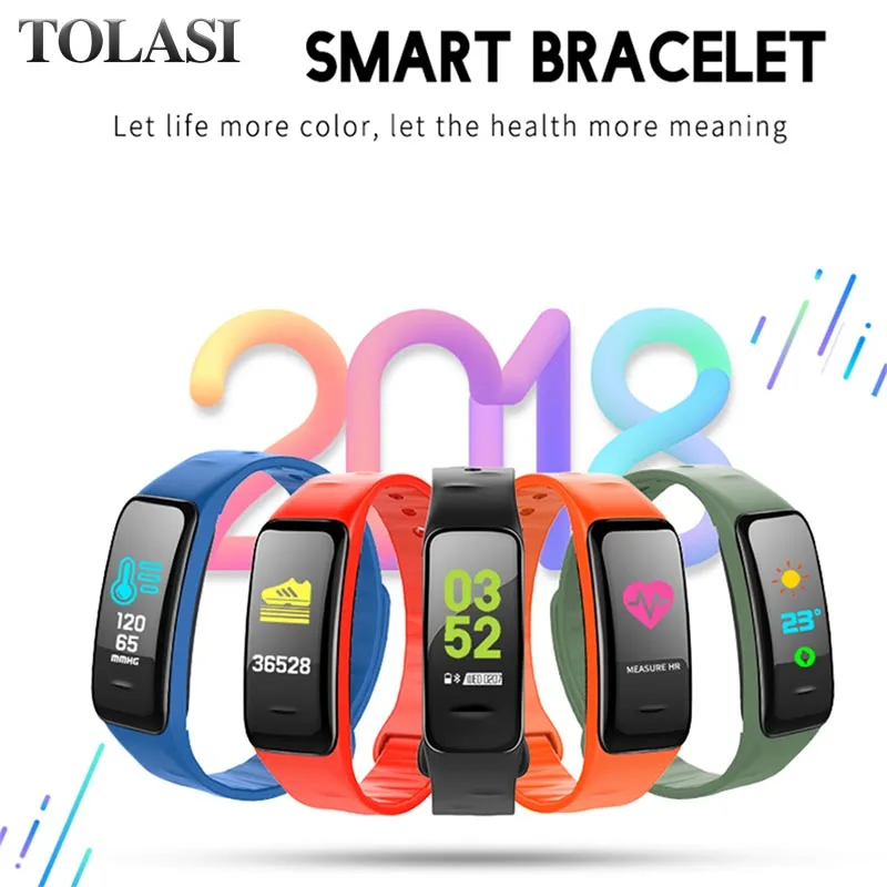 

2019 New C1 Plus Smart Bracelet Fitness Tracker Smart Band Color LCD Wristband Heart Rate Tracker 4.1 Bluetooth Watch For Phone