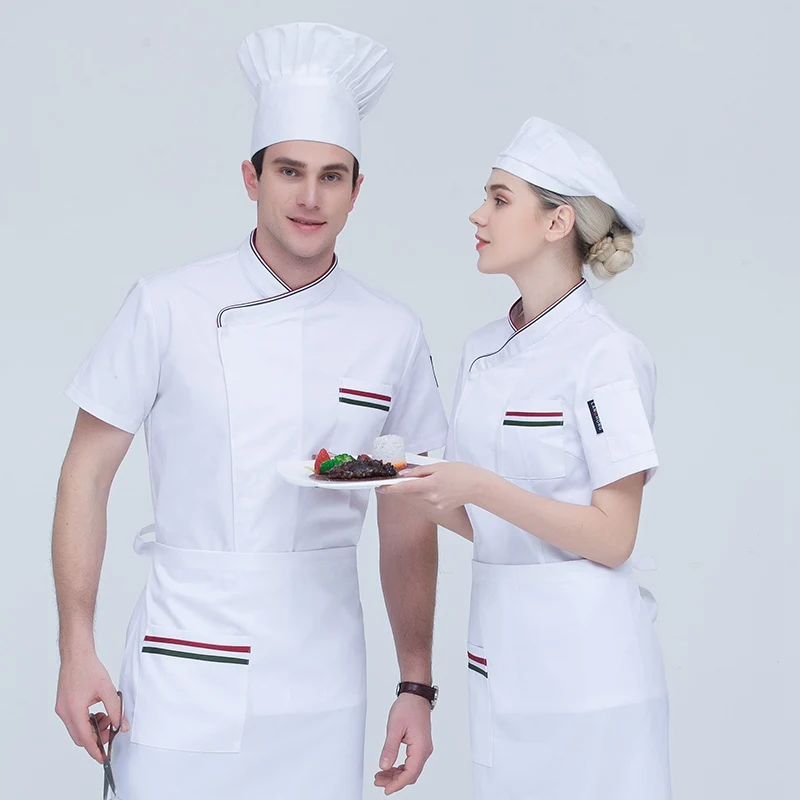 Новая рабочая одежда шеф-повара унисекс с короткими рукавами, ресторан, кухня, одежда повара, еда для вызова обслуживания в отелях, Парикмахерская, рабочая одежда, униформа шеф-повара