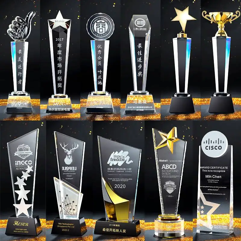 

Customized logo crystal trophy medal customized thumb creative children's Pentagram lettering excellent trophy high