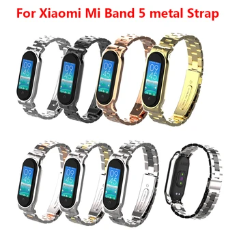 

Metal Stainless Steel Strap For Xiaomi Mi Band 5 Fine Steel Safety Bracelet Smart Watch Bracelet Miband 5 Belt Replaceable Strap