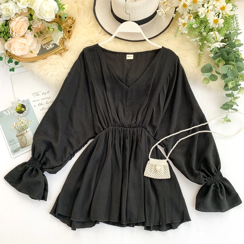  2019 new fashion women's Autumn V-neck shirt women blouses womens shirts