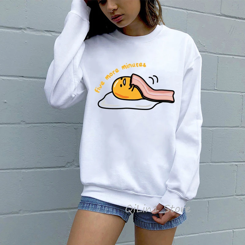 Харадзюку kawaii Gudetama толстовка женская Милая ленивая яичная желтка Толстовка Женская Толстовка забавная графическая tumblr Толстовка Оверсайз