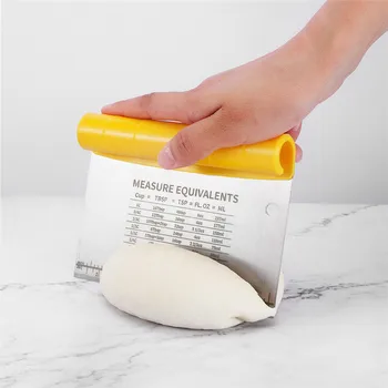 

2 in1 DIY Bake Supplies Shaving Cutter Scale Cutters Pizza Dough Scraper Bread Separator Flour Pastry Cake Tool Stainless Steel