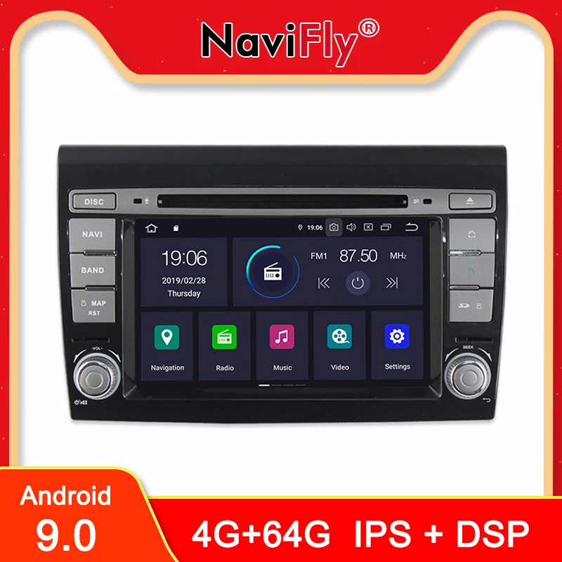 

NaviFly Autoradio DVD IPS DSP Android 9.0 Car gps radio player For FIAT BRAVO (198) (2007-2014) 2 Din WIFI BT RDS BT