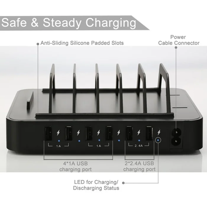 Док-станция для зарядки с USB 6 портами USB зарядное устройство Органайзер несколько мобильных планшетов зарядная подставка для iPhone iPad GV99
