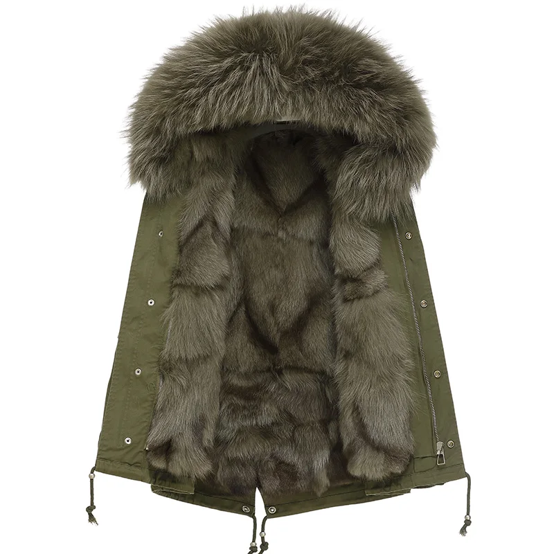 2019 Winter Short Jacket Fashion Female Real Fur Coat Women's S-XXL Parka Natural Raccoon Collar Fox Liner | Женская одежда