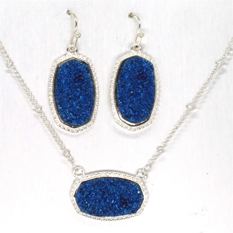 Большой переливающийся кулон Drusy с друзой 11 цветов ожерелье подходящими