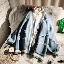 Plus Size Knitted Cardigan Women Winter Warm Coats Clothes Loose Big Pockets Female Sweater Korean Fashion Pull Femme