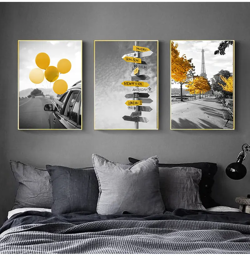 Black and White Nordic Landscape Canvas Set