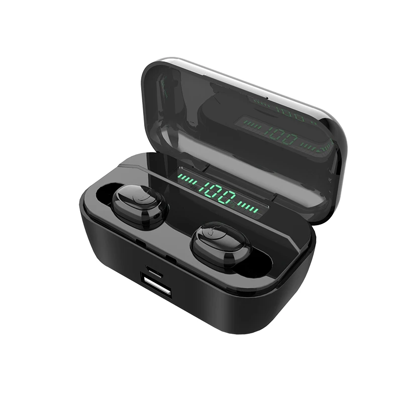 Binaural LED black G6S TWS Bluetooth 5,0, наушники, Беспроводная зарядка, гарнитура, басовые наушники, 8D стерео, 3500 мАч, мини спортивные наушники с микрофоном - Цвет: Binaural LED black