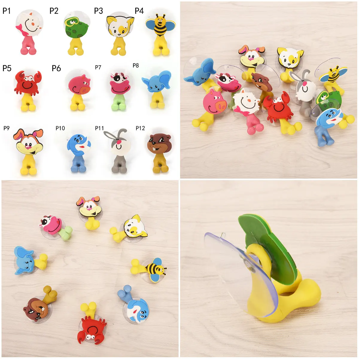 12 Styles Cartoon Cute Animals Suction Cup Toothbrush Holder Wall Suction Holder Tool Bathroom Accessories