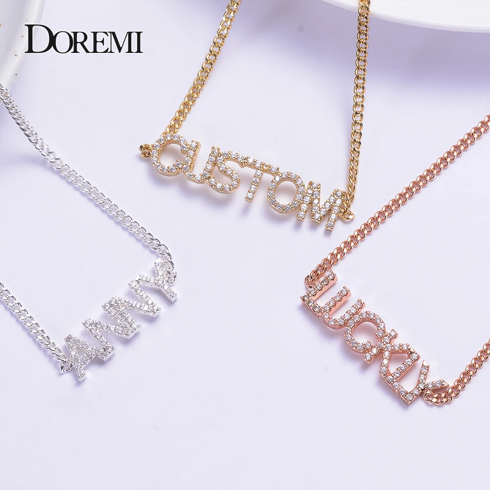 

DOREMI 3A Zircon Custom Anklet Women Foot Jewelry Women Anklet Ankle Bracelet Crystal Letter 21+5cm