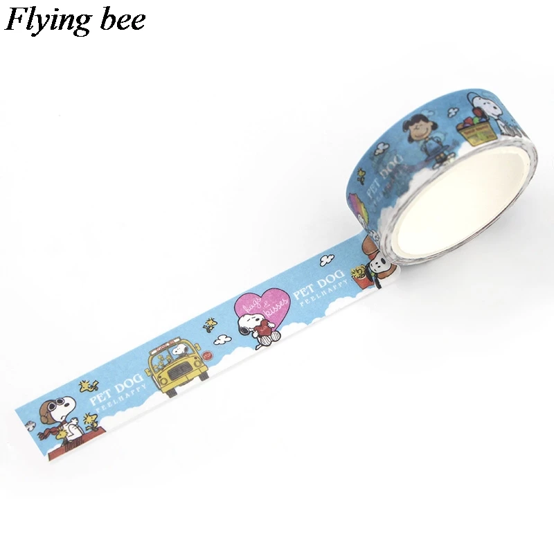 20 шт./лот Flyingbee 15 мм X 5 м смешная собака васи лента бумага DIY декоративная клейкая лента канцелярские Kawaii Маскировочные ленты X0586