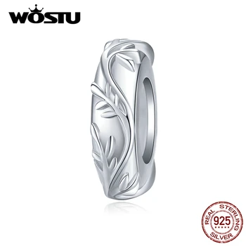 

WOSTU 925 Sterling Silver Silicone Stopper Spacer Vine Leaf Bead Fit Original Bracelet & Bangles Charm DIY Jewelry Making BNC142