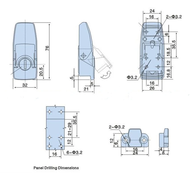 Cabinet Coated Metal Hasp Latch furniture hardware toggle latches decorative latches with Lock cylinder DK604 Security Toggle Lock With Keys power cabinet electrical box