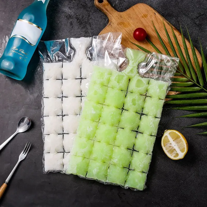 20pcs Disposable Ice Bags, 24 Grids Self-sealing Plastic Ice Cube Bags For  Making Ice