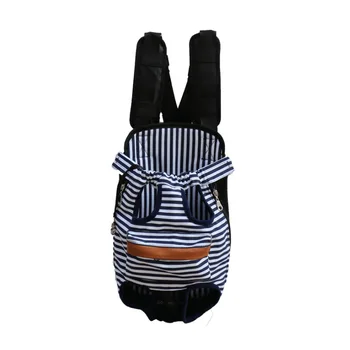 

Luxury Pet Prodcuts Portable Outdoor Cat Breathable Striped Canvas Bag with Pocket Backpack Puppy Travel Carrier for Small Dog