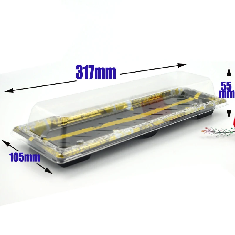 [20 комплектов] одноразовый поднос для суши с крышкой 31,7*10,5*5,5 см коробка на вынос
