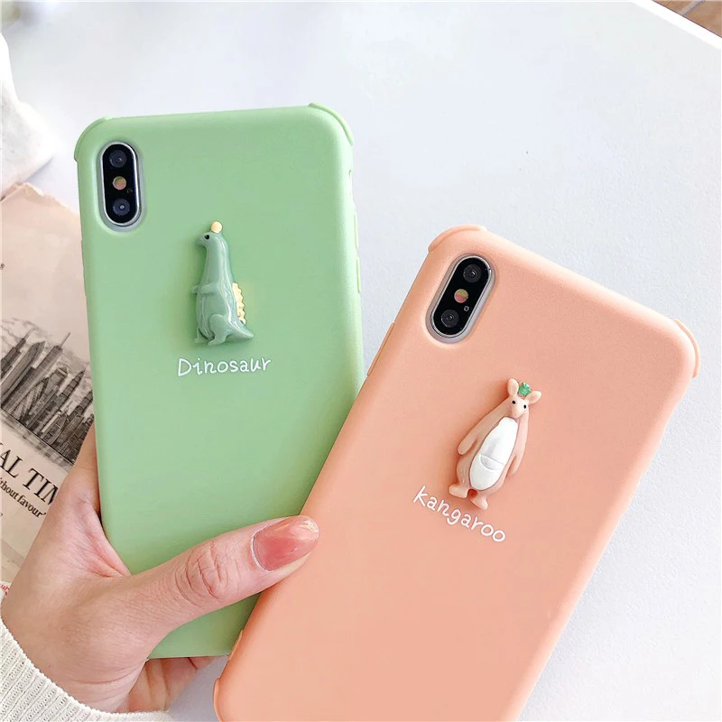 GlamPhoneCase стерео динозавр Кенгуру Чехол для iPhone X XS Max XR Мягкий силиконовый чехол для iPhone 7 8 6 6s Plus чехол