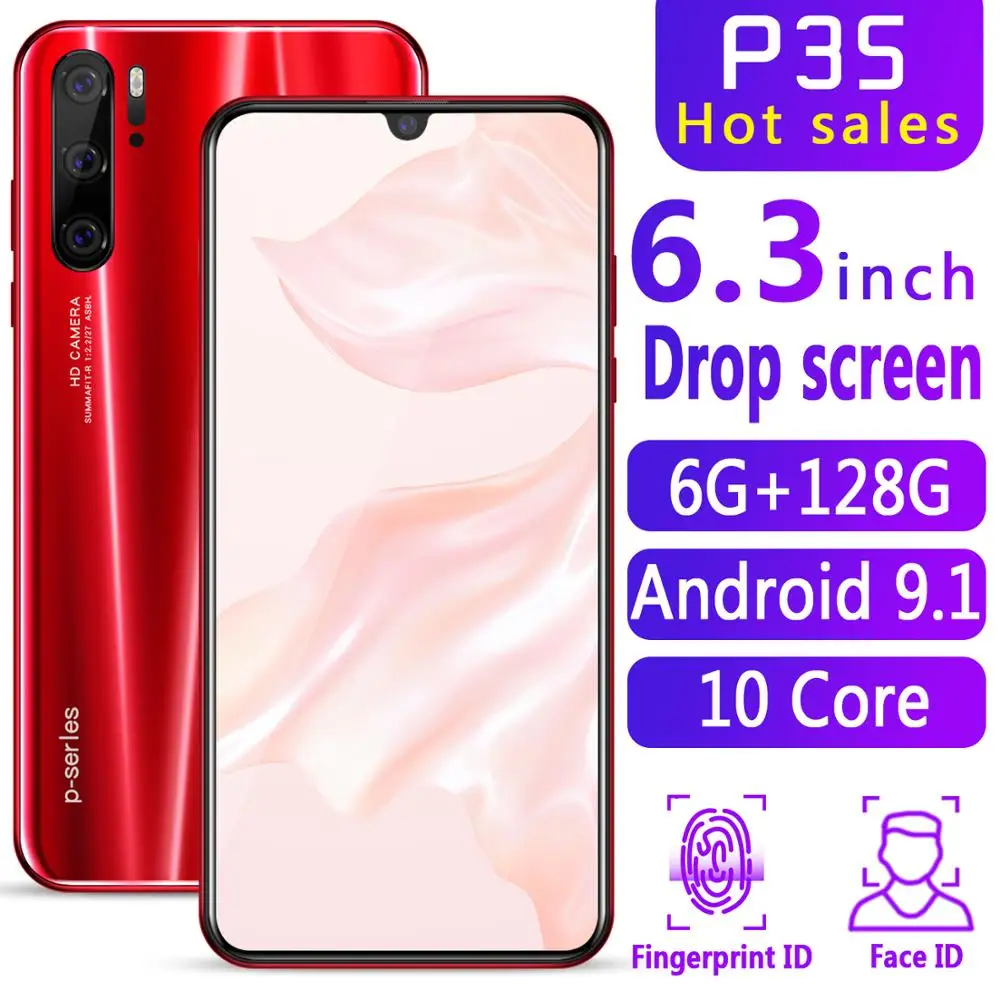 

Global Version Android 9.1 4G 3G Smartphone 6.3" Full HD Face Unlocked Mobile Phones 6G 128G Mobilephone Telephone Wifi Gps