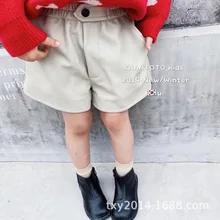 Новая зимняя одежда корейские шорты из искусственной кожи для девочек