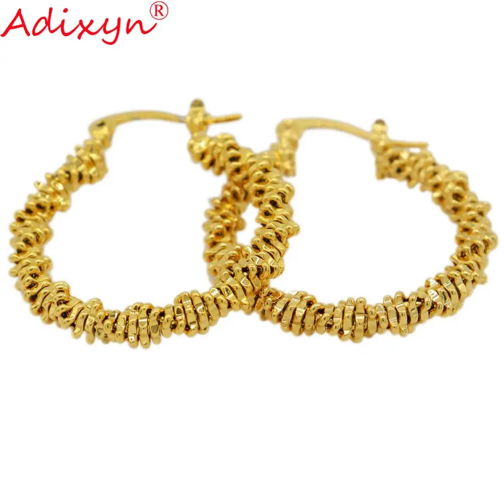 

Adixyn Diameter 3cm Hoop Earrings for Women Girls Easy Push-back Clasp Gold Color Rope Earrings Jewelry Gifts N11296