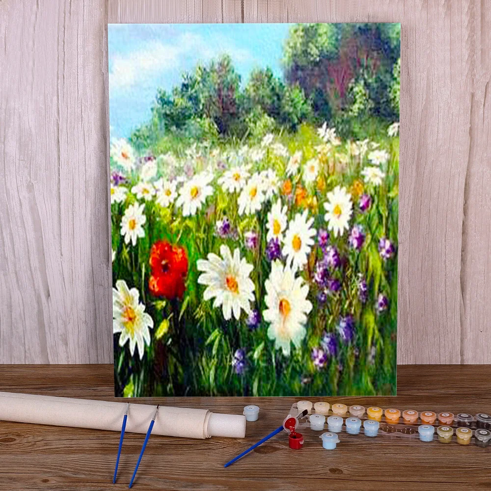 Flower Coloring By Numbers Painting Kit Oil Paints 40*50 Oil Painting Wall Paintings Crafts For