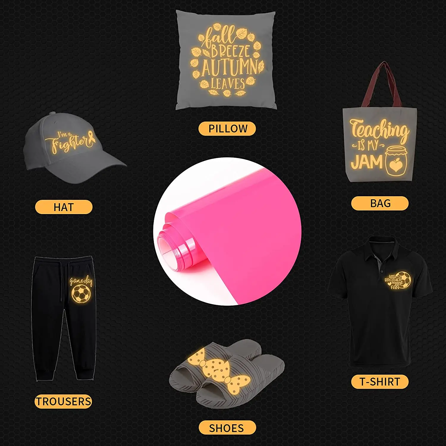 Glow in The Dark Heat Transfer Vinyl Film Luminous Christmas Rose Red Iron-on HTV for Tshirts Hats Helmet Eco-Friendly Materials