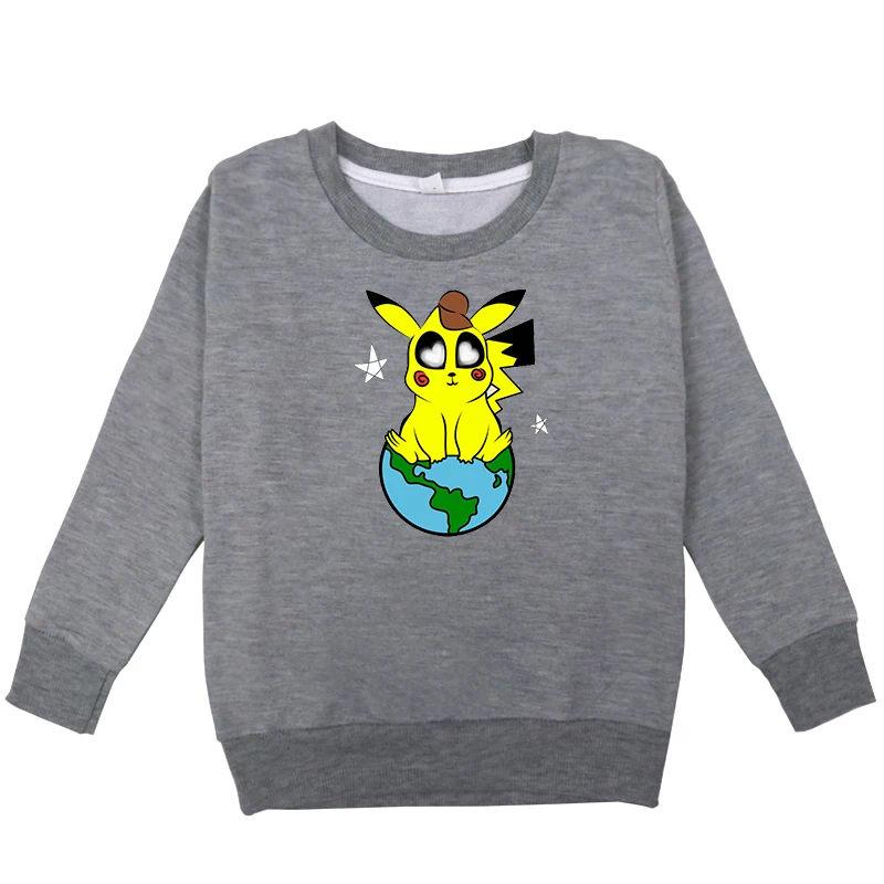 Sudadera/толстовки для малышей с принтом Покемон Пикачу топы для мальчиков и девочек, весенние топы с длинными рукавами, худи с v-образным вырезом детские толстовки с капюшоном для девочек, Rupas