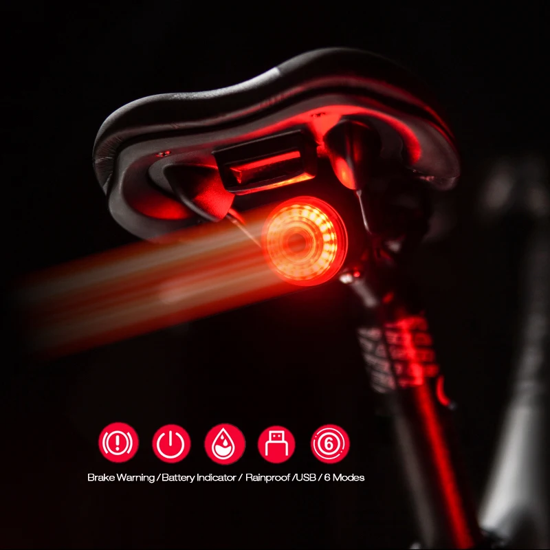 

Smart LED Bicycle Light Rear Back Mtb Road Brake Light Waterproof USB Charge cycling Tail Taillight Bike LED Taillight