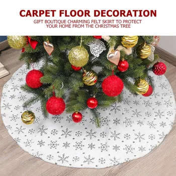 

Plush Christmas Tree Skirt Base Floor Mat New Year Xmas Festival Carpets