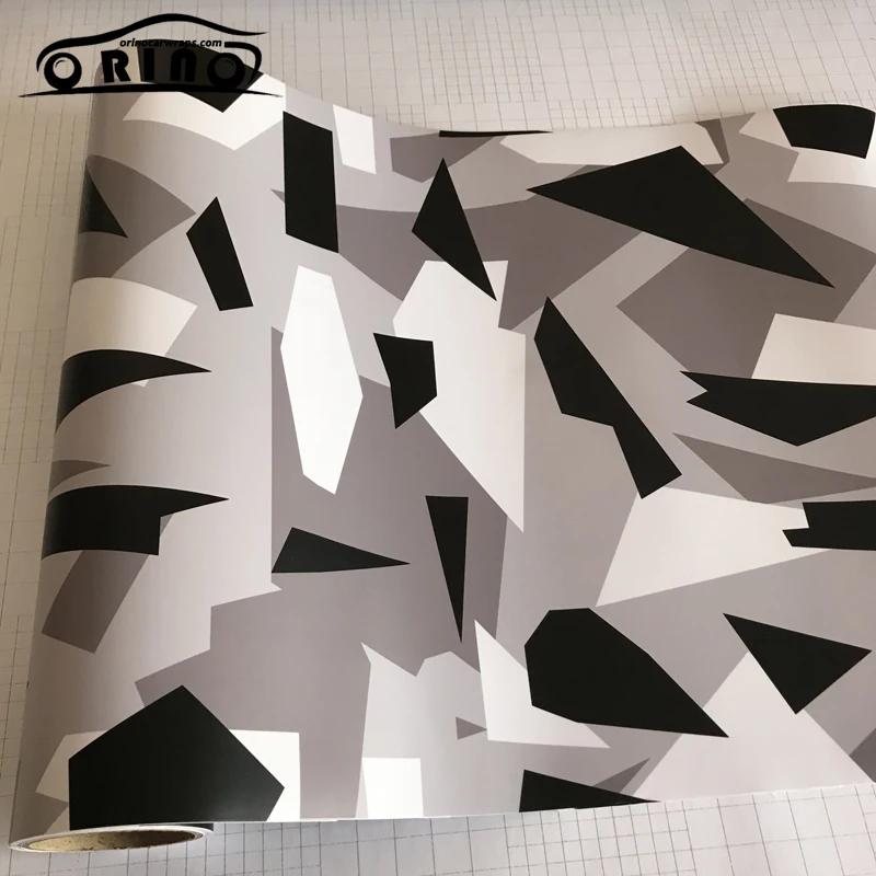 Black White Grey Camouflage Vinyl Wrap Sticker-1